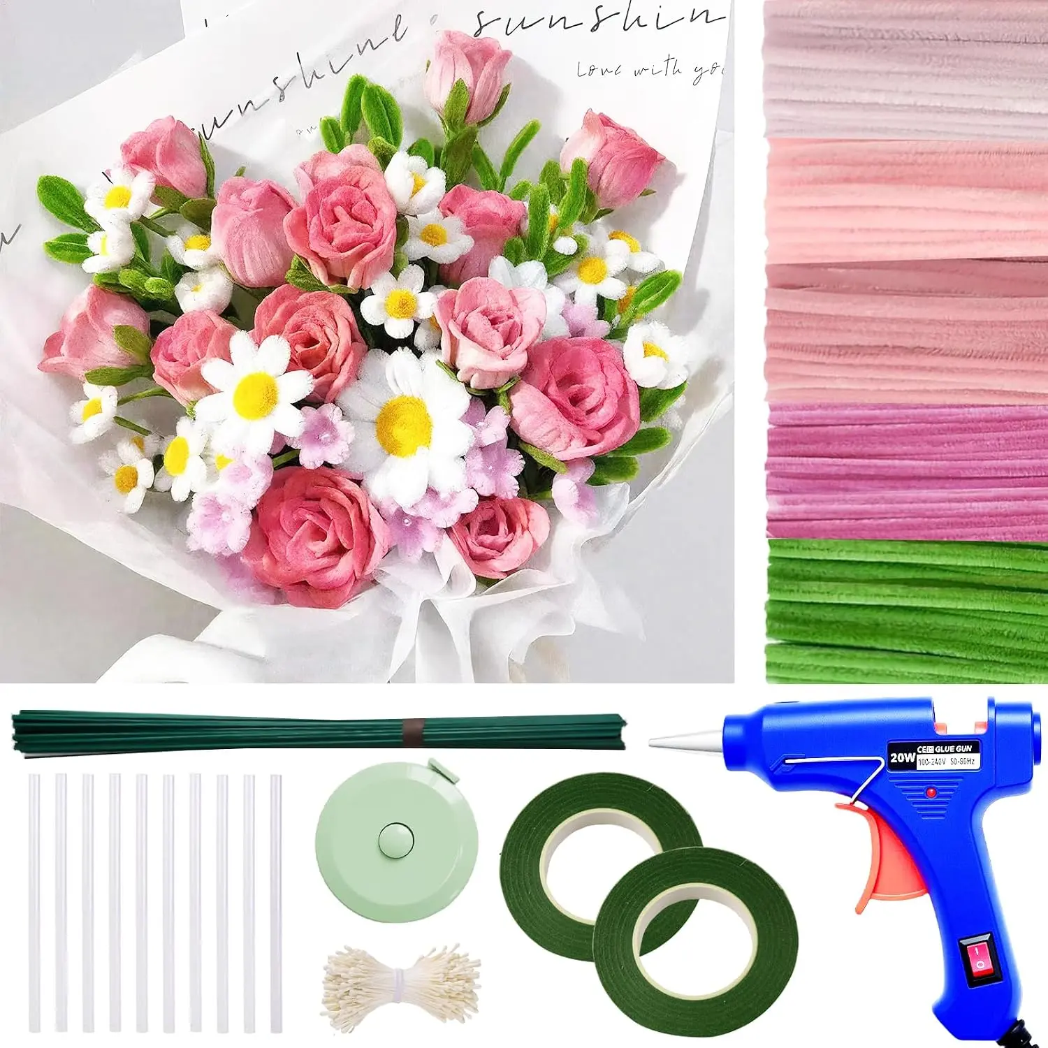 Beginner DIY Pipe Cleaner Craft Kit with Step-by-Step Tutorial Video | 500 count Thick 12in x 8mm Chenille Stems, Holiday & Room Decor, Family  Projects ()