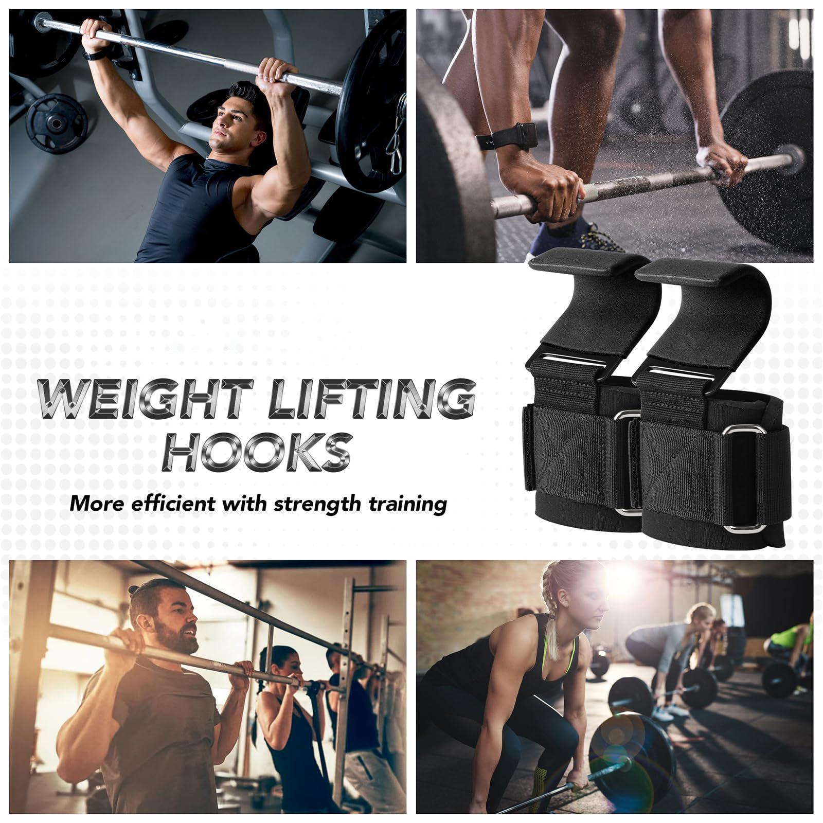 Weight-Lifting Hooks, 1 Pair 5mm Thick Wrist Padding, Weight Lifting Grips for Powerlifting, Shrugs & Rows, Gym Lifting Straps with Pull-Up Hooks