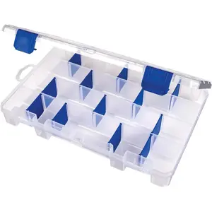 Clear Fishing Lure Organizer Tuff Tainer - Includes 12 Dividers, 24 Compartments, with Zerust Anti-Rust Dividers for Fishing Tackle Storage