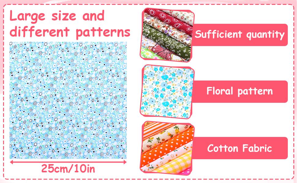200 Pcs 10 x 10 Inch Cotton Squares for Quilting Sewing Pre Cut Patchwork Fabrics Patchwork-Quilting Bundles Floral Printed Bundles Quilting for DIY Craft Clothing, Floral