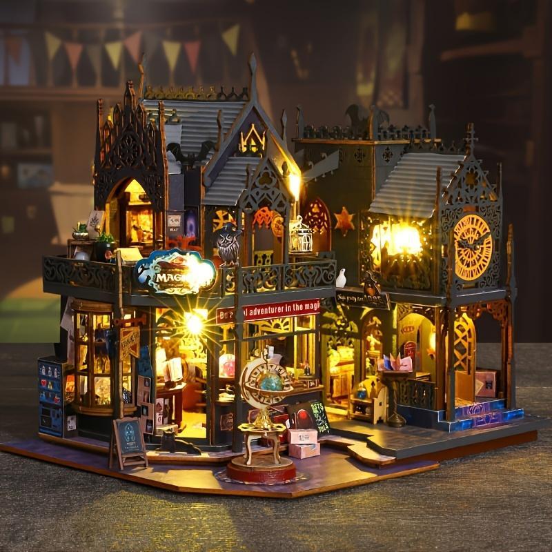 3D Wooden Handmade Puzzle, 1 Set DIY Book Nook Kit, DIY Model Kit, 3D Desktop Decoration Ornament, DIY Model Kit for Bookshelf Decoration, Crafts