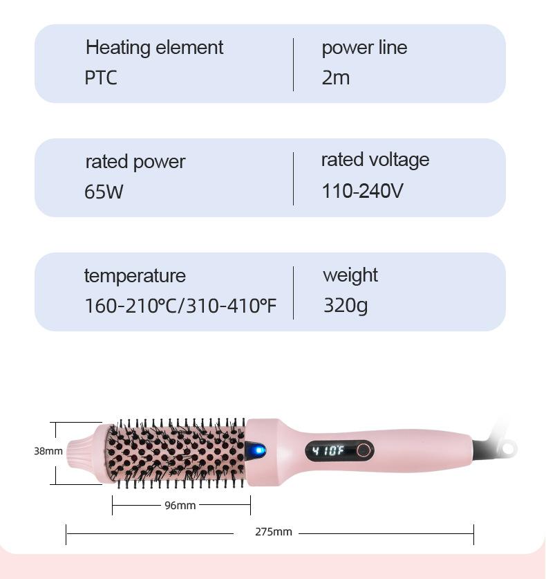 1.5inch Blowout Brush, Ionic Anti-Frizz Hair Curling Thermal Brush Curlingiron Hot Comb perfect for a quick style Fluffy Not damaging hair quality Rechargeable Heated Curler