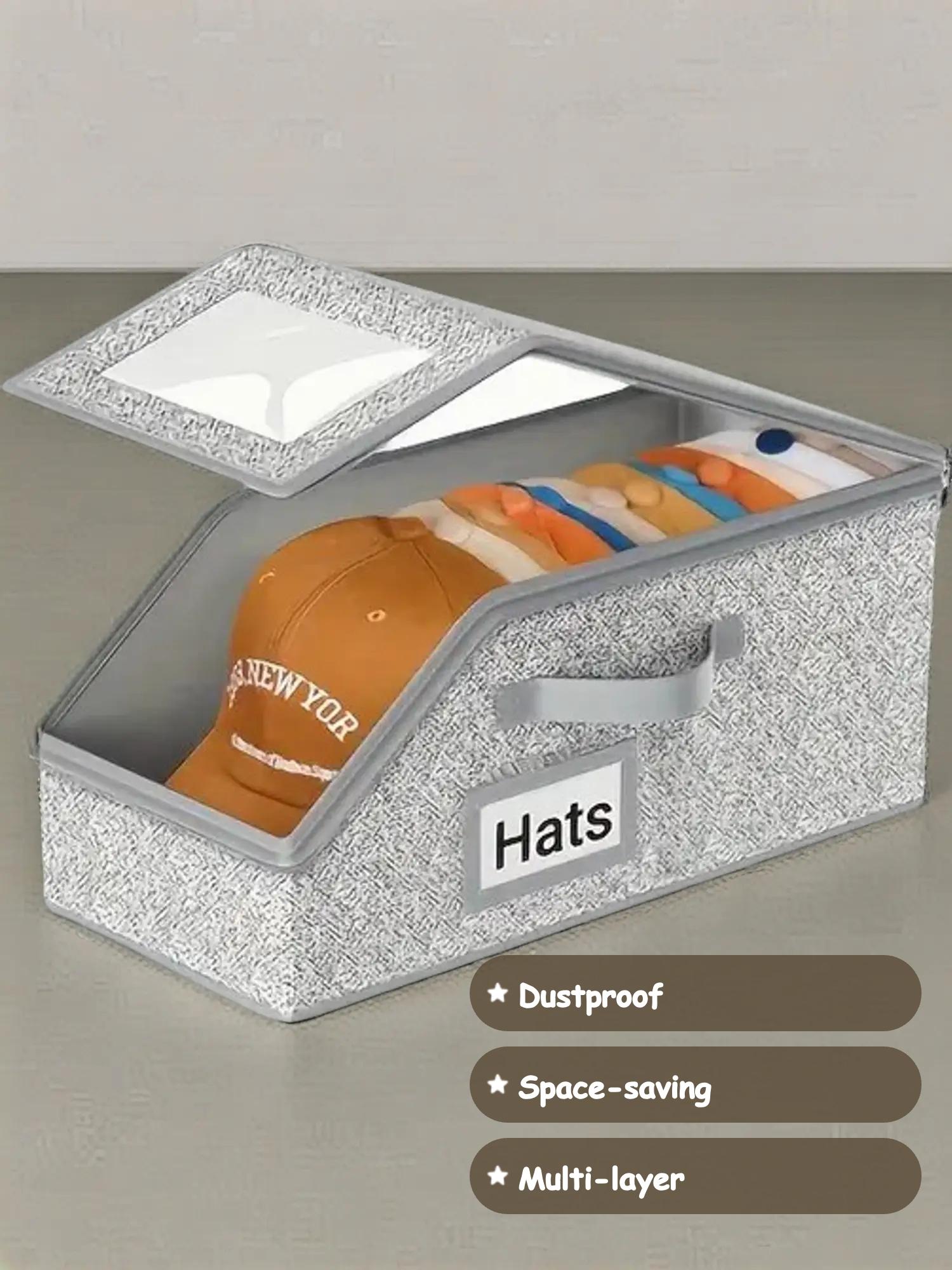 Transparent Window Baseball Cap Storage Box, Holds Up to 12 Hats, Dustproof Multi-Layer Rack, Space-Saving Organizer for Home Closet Door, Clear Storage Box