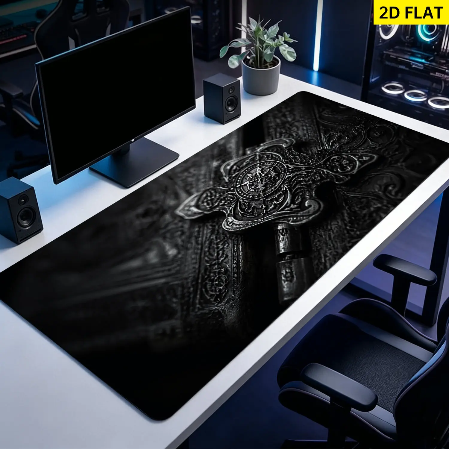 Extra Large vintage gothic metal pattern Mouse Pad,Non Slip Rubber Pad,Desktop Decoration Drotection Pad,Washable,Lock Edge Multi Size,Premium Multipurpose Mousepad For Study,Office,Gift for Family and Friends