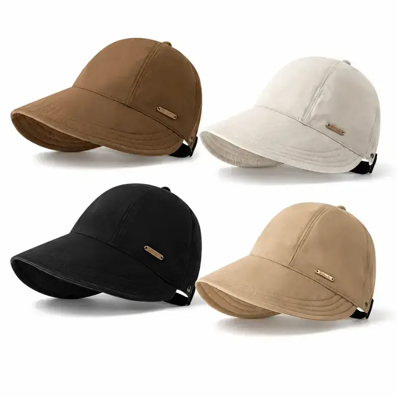 Women's Wide Brim Sun Visor (1/2/4 Pack), UPF 50+ UV Protection, Open Top Ponytail Hole, Foldable Lightweight Breathable Sports Hat for Golf, Beach