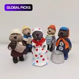 5-Piece Christmas Decoration Set, Organic Art Doll Statues, Resin Beaver Maputte Band Miniature Figurines, Home Decor Gifts, Home Decor Ornaments, Decorative Ornament, Festive Decorations #GLOBAL PICKS