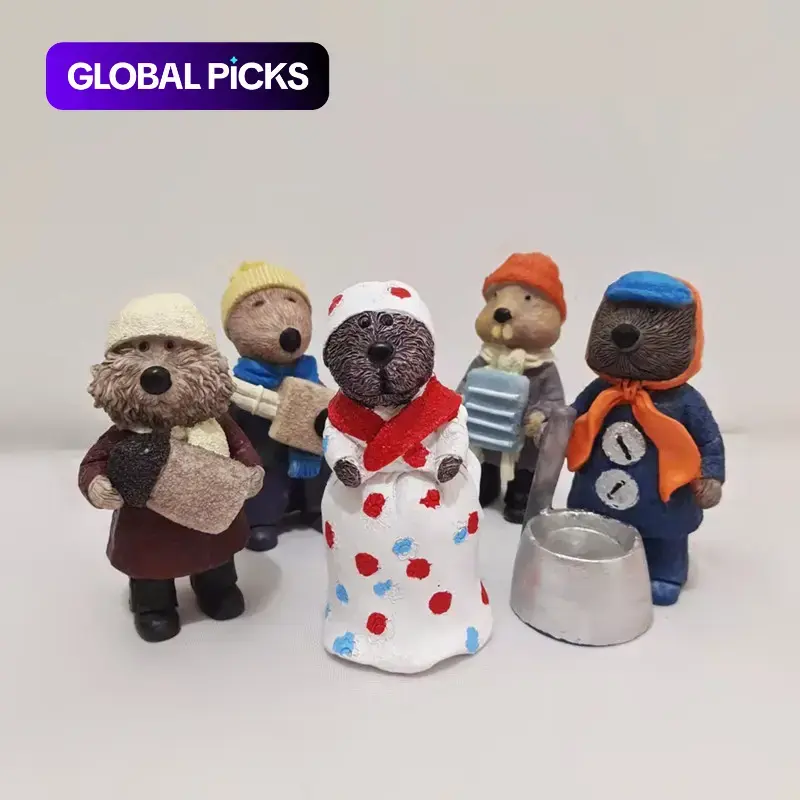 5-Piece Christmas Decoration Set, Organic Art Doll Statues, Resin Beaver Maputte Band Miniature Figurines, Home Decor Gifts, Home Decor Ornaments, Decorative Ornament, Festive Decorations