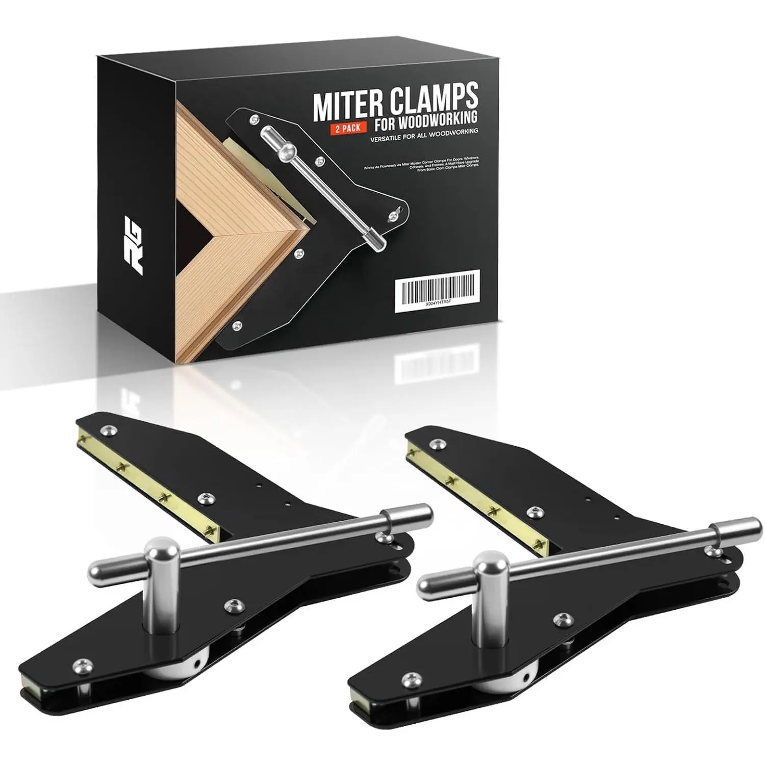 Miter Clamps for Woodworking - Corner Clamps for Window & Door Casing, Picture Frames, Cabinet Trim, DIY Crafting Projects - Secure 90° Angle Grip - 2 Pack