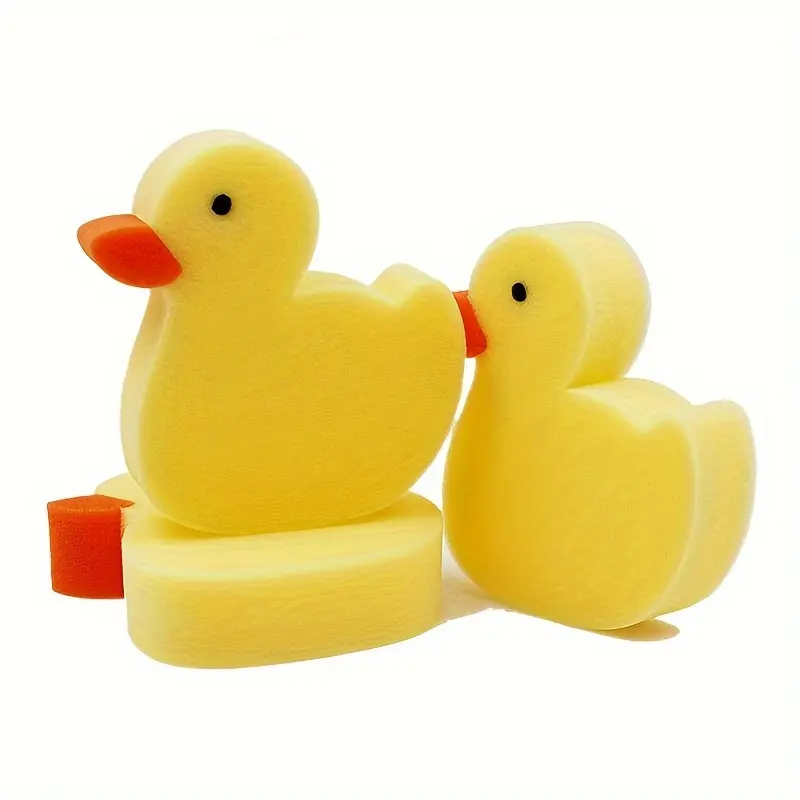 1 Cartoon Bath Sponge/Polyester Material/Multi-Functional for Showering, Dishwashing, and Cleaning/Adorable Little Yellow Chick Design to Make Bath Time Fun