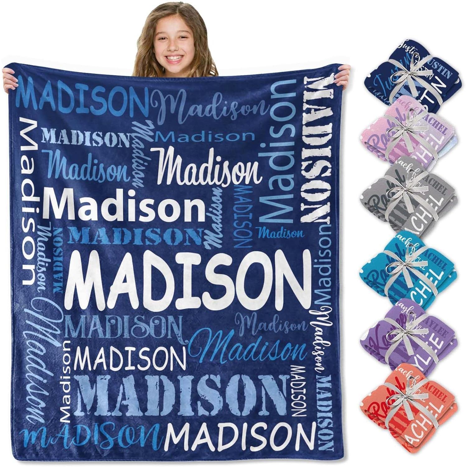 Personalized Blankets and Throws Custom Blanket with Name Customized Flannel Blanket for Kids Christmas Blanket Gifts for Teen Girls Boys
