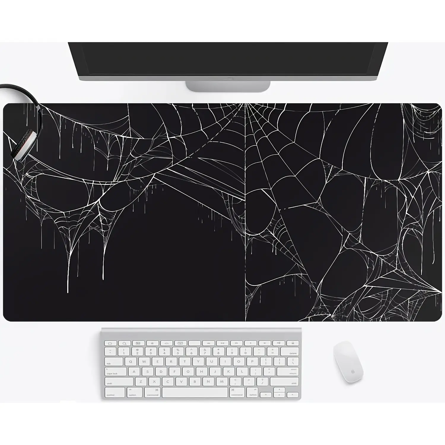 1 piece gaming mouse pad, black spider web gothic style mouse pad & desk mat--super smooth surface design, non-slip rubber base, suitable for office, home gaming computer accessories, spider web pattern smooth surface pad for gaming desk decoration, offic