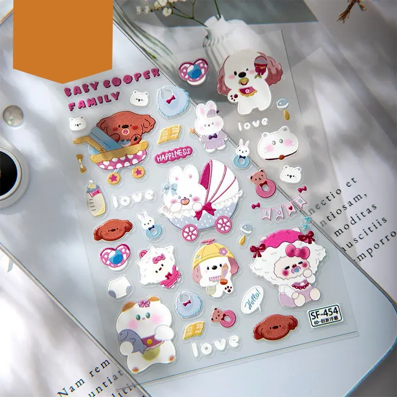 Cute Style Rabbit Sticker, DIY Phone Case & Notebook Decal, Back-To-School Season, Creative Jelly Sticker, Fun Gacha Relief Sticker
