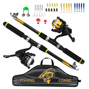 2-Pack 1.8m/5.9ft Portable Telescopic Fishing Rod Set, Fishing Combo, Compact Design, Includes Lures Line, Ideal for Beginners