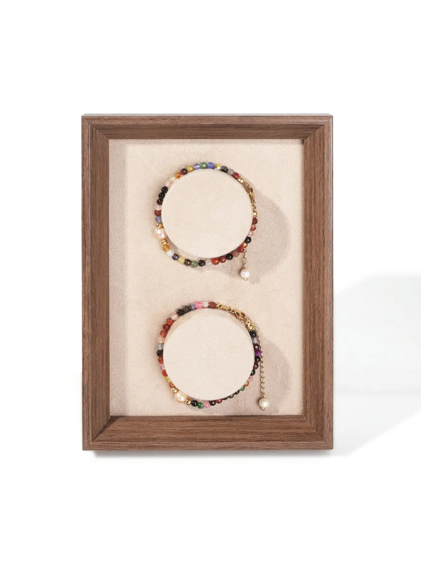 Wooden Bracelet Display Frame, Velvet Bangle Holder Trays, Removable Round Cushion Jewelry Display Stand, Ideal for Craft Shows & Photography