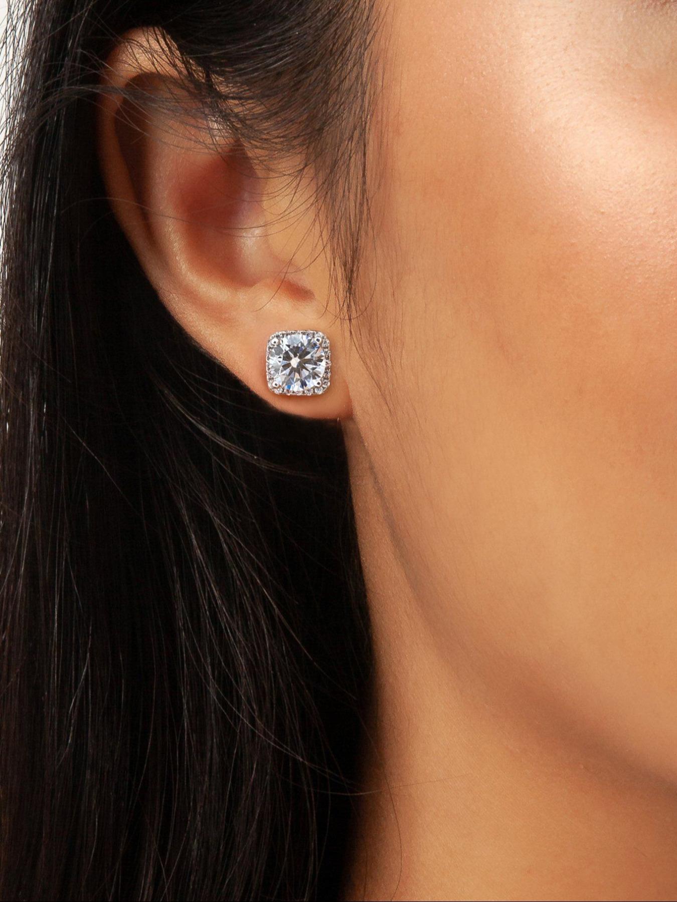 S925 Sterling Silver Square Shaped Zircon Stud Earrings, Fashion Jewelry for Party, Daily Clothing Decor, Trendy All-match & Exquisite Jewelry for Gift