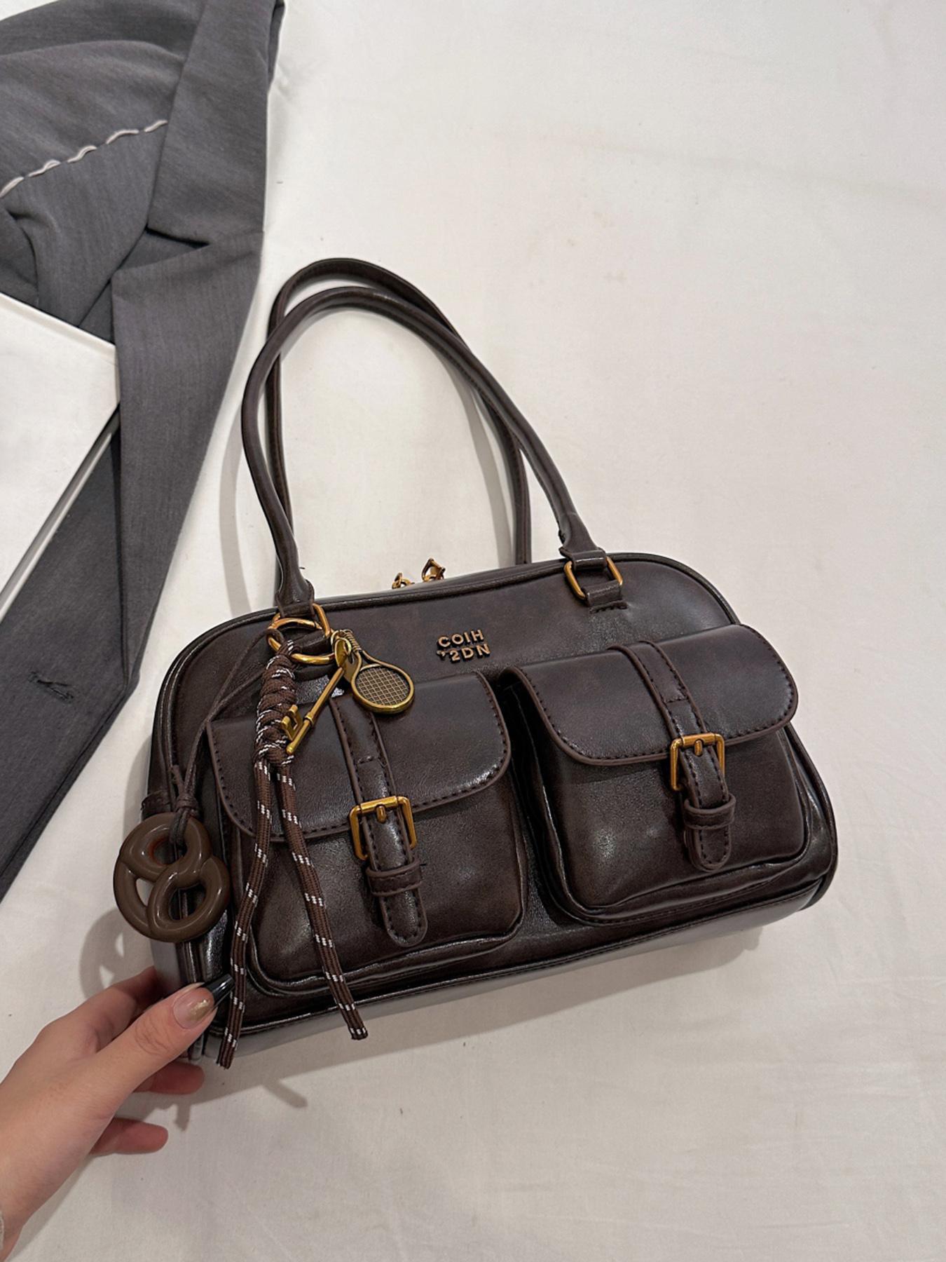 Women's Elegant Solid Color Shoulder Bag, Fashionable PU Leather Bag for Daily Use, Casual Versatile High-quality Daily Commuting Bag, Crossbody Shoulder Bag