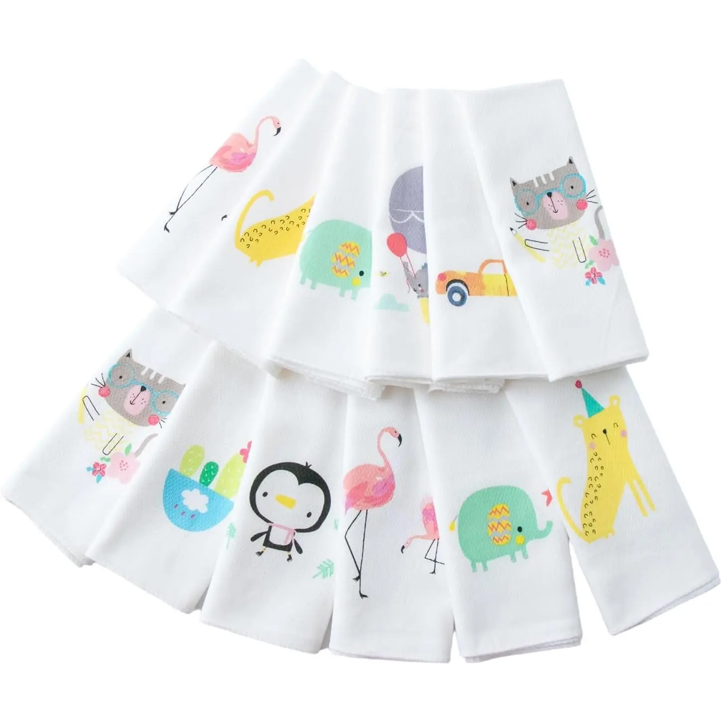 Kids Cotton Handkerchiefs,Soft White Handkerchieves Cute Hankies for Children Girls Boys