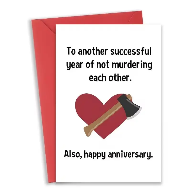 Funny Anniversary Card, Humorous & Romantic Greeting Card, Perfect for Husband, Wife, Boyfriend, Girlfriend, Includes Envelope