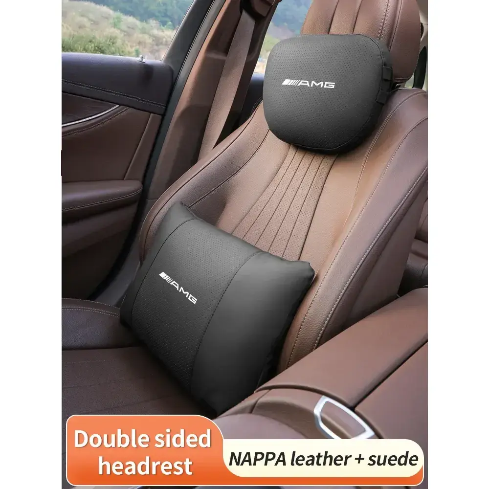 Luxury Car Neck Pillow & Lumbar Support Cushion - Ergonomic Support, Neck Pain Relief, Head Rest Mount, 6-7.9 in Ultimate Driving Comfort