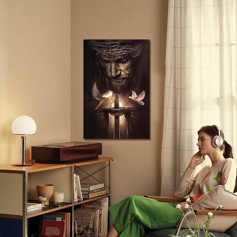 1 Count Framed Jesus Christ Canvas Wall Art The Hand of God Jesus Reaching Into Water Christian Painting Prints Biblical Wall Decor Religious Room Decor for Church Prayer Room Schools Hospitals 16x24inch