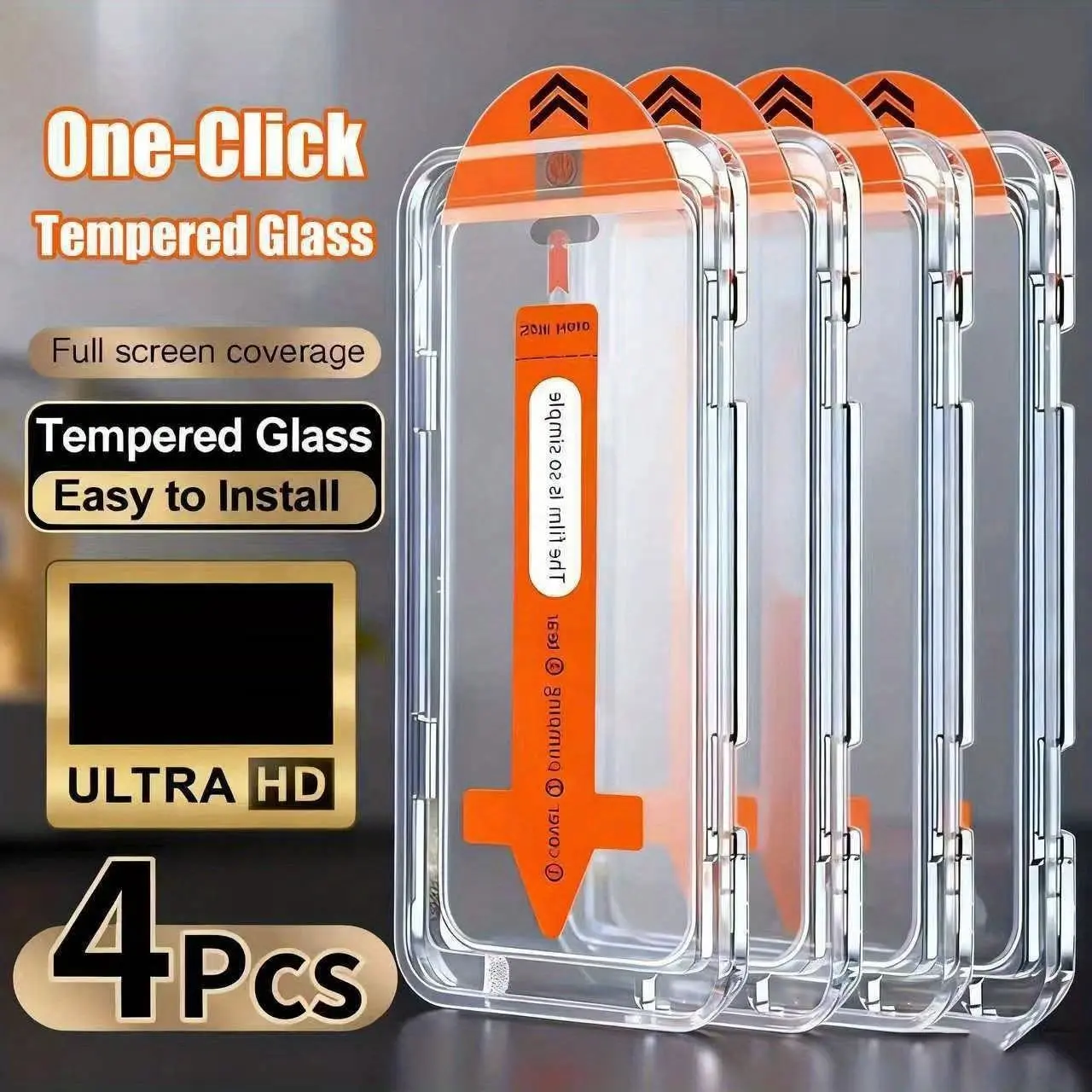 4-Pack HD Clear Tempered Smartphone Screen Protectors, Oleophobic Coating, Bubble-Free, Anti-Scratch, Full Coverage, Protection, Compatible with Multiple Iphones, Easy Installation