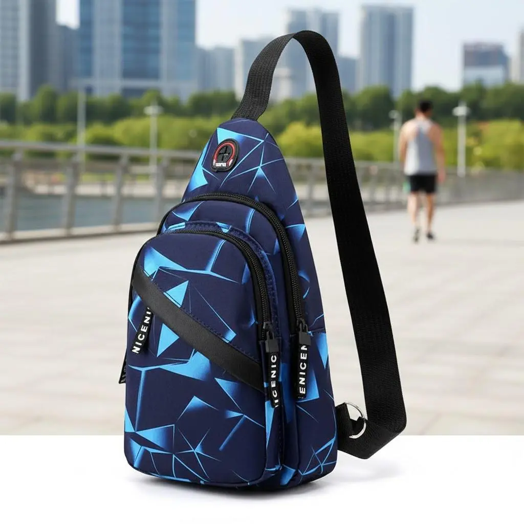 Unisex Canvas Crossbody Sling Bag, Multifunctional Sling Bag, Waterproof Oxford Fabric with Anti-Tear Structure, Lightweight Multi-Pocket Design, Adjustable Strap for Commute, Gym, Travel, Hiking. Stylish Urban Carryall with Side Water Bottle Holder.