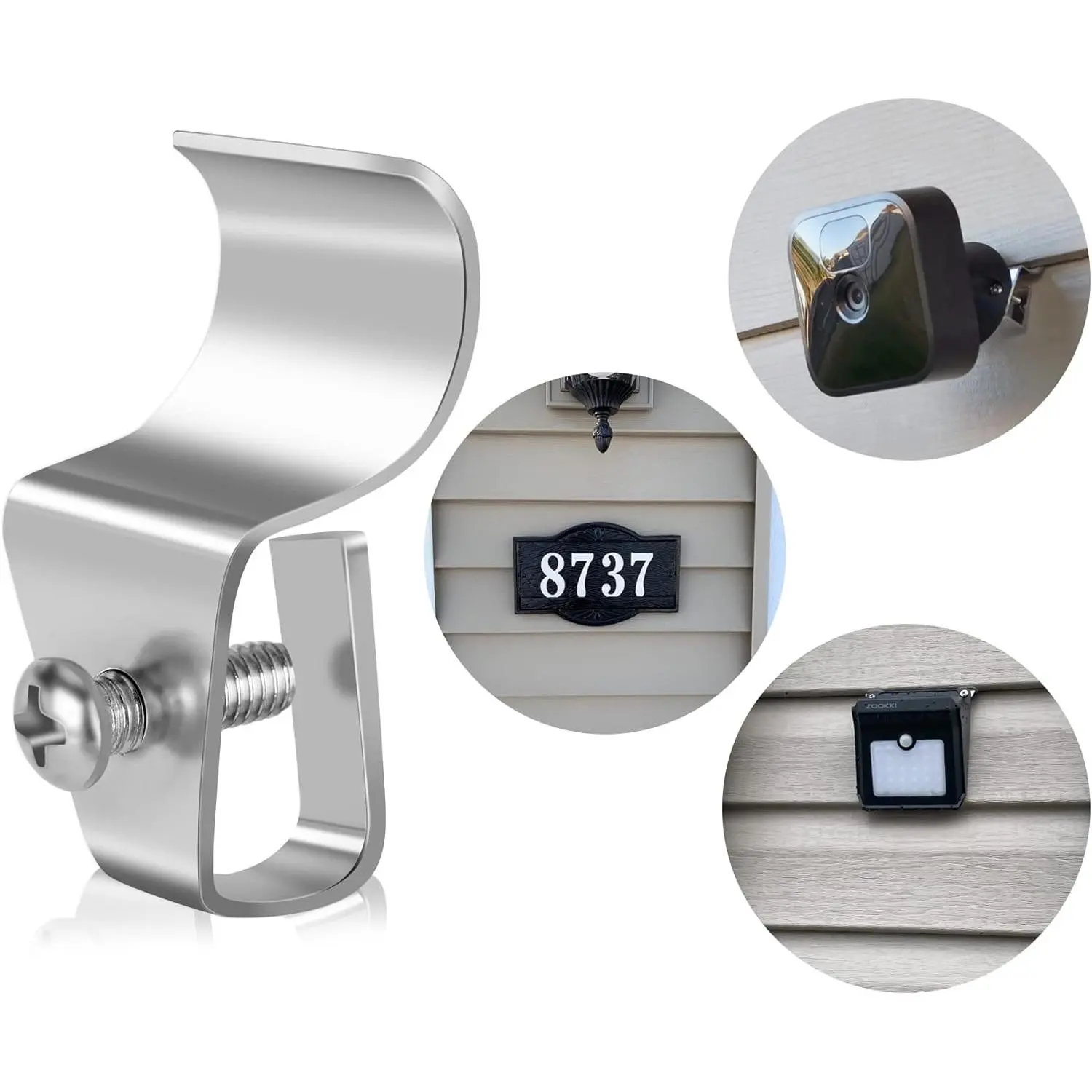 Vinyl Siding Clips,20-Pack No-Hole Outdoor Camera Mount,Vinyl Siding Hanger for Blink, Arlo, Ring, No-Damage, No Drilling, Weatherproof-304 Stainless Steel Home Siding Hooks - New Upgrade