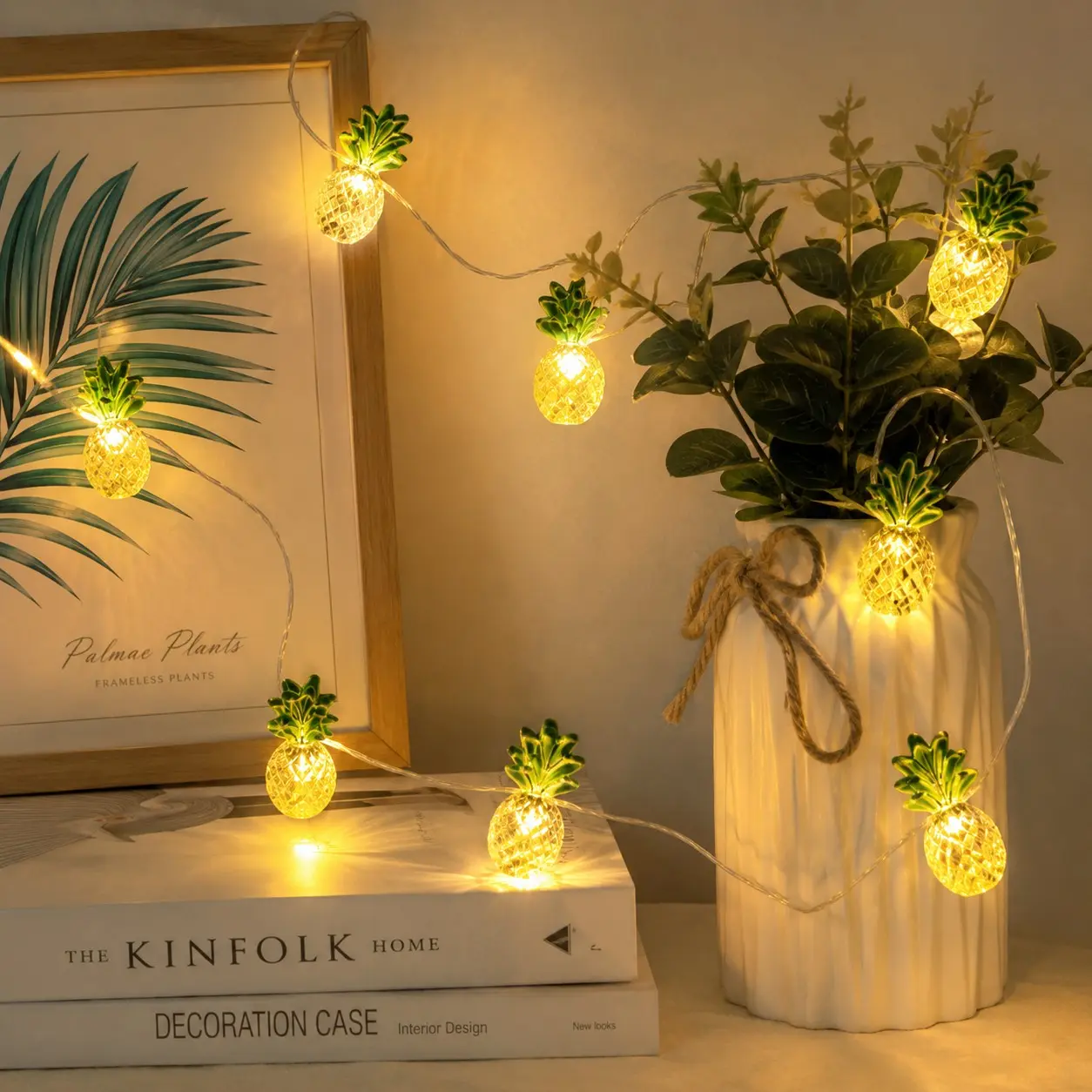Pineapple String Lights for Tropical Party Decor, 10 Ft 30 LED Battery Operated Fairy Lights, Non-Rechargeable Primary Battery
