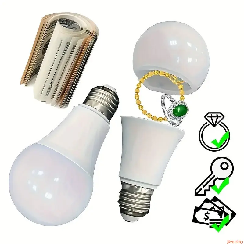 2026 New Light Bulb Diversion Safe with Hidden Secret Compartment for Money Jewelry Small Items Realistic Decoy Storage Box for Home Office Party Christmas Gift US Design