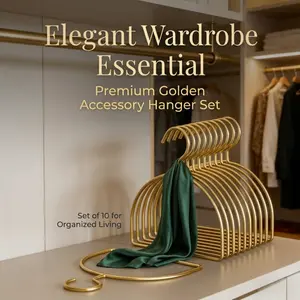 10 Pack Gold Metal Scarf Hangers, Smooth Edge Non-Slip Accessory Organizer for Scarves, Belts & Ties, Space-Saving Luxury Closet Storage Rack