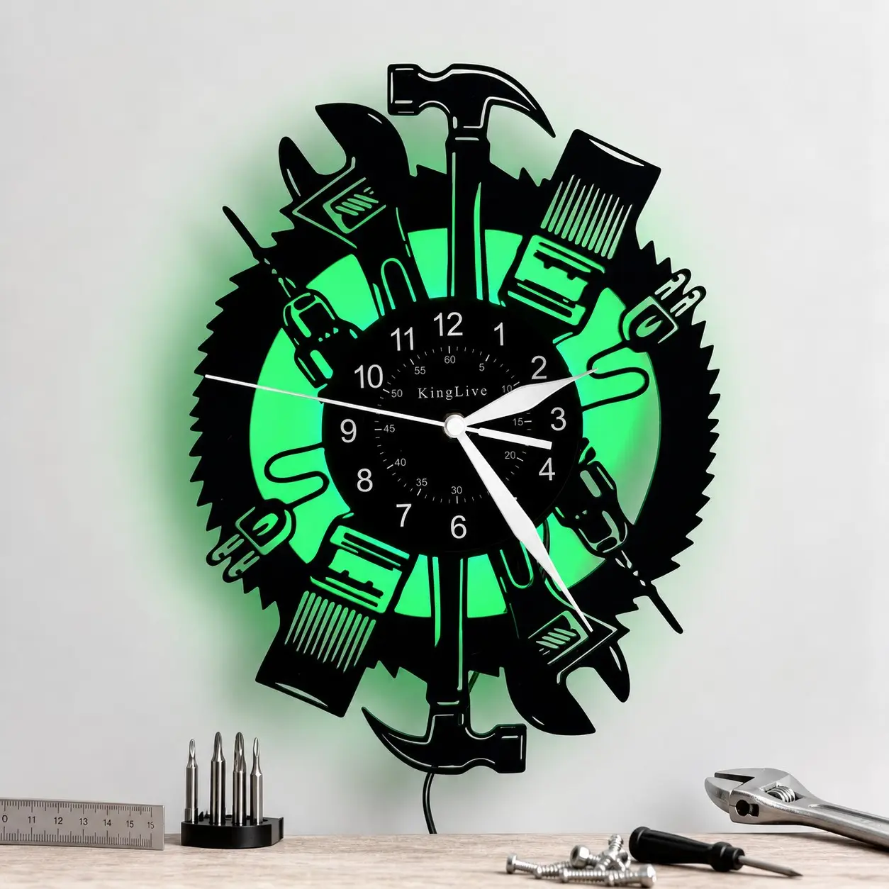 Vinyl Record Analog Wall Clock, Vintage Home Decor, Mechanical Tool Art, Perfect Gift for Men's Space, Birthday, New Year's, Graduation, Halloween, Christmas