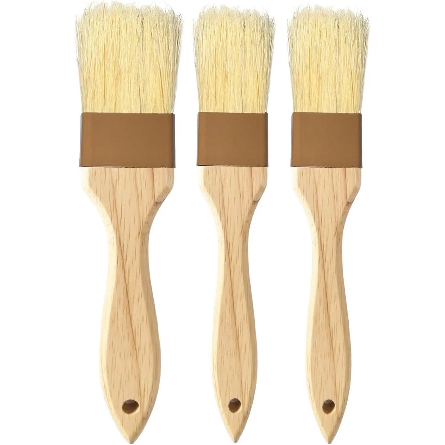 Pastry Basting Brush  Bristle -  Grade Wooden Handle, Heat Resistant, Non-Shedding & Durable Kitchen Utensils for Cooking, Baking, Butter, BBQ, Oil Sauce & Egg Wash (1", 1.5", 3 Pack)