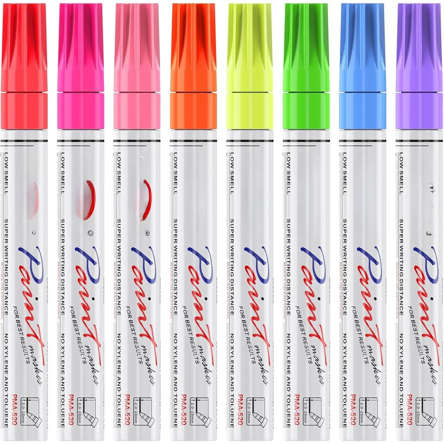 Neon Fluorescent  Markers, 8 Colors Oil Based  Pens | Medium Tip, , Fade Resistant, UV Reactive Neon Markers for Glass, Plastic, Rock, , Metal, Rubber, Pumpkin