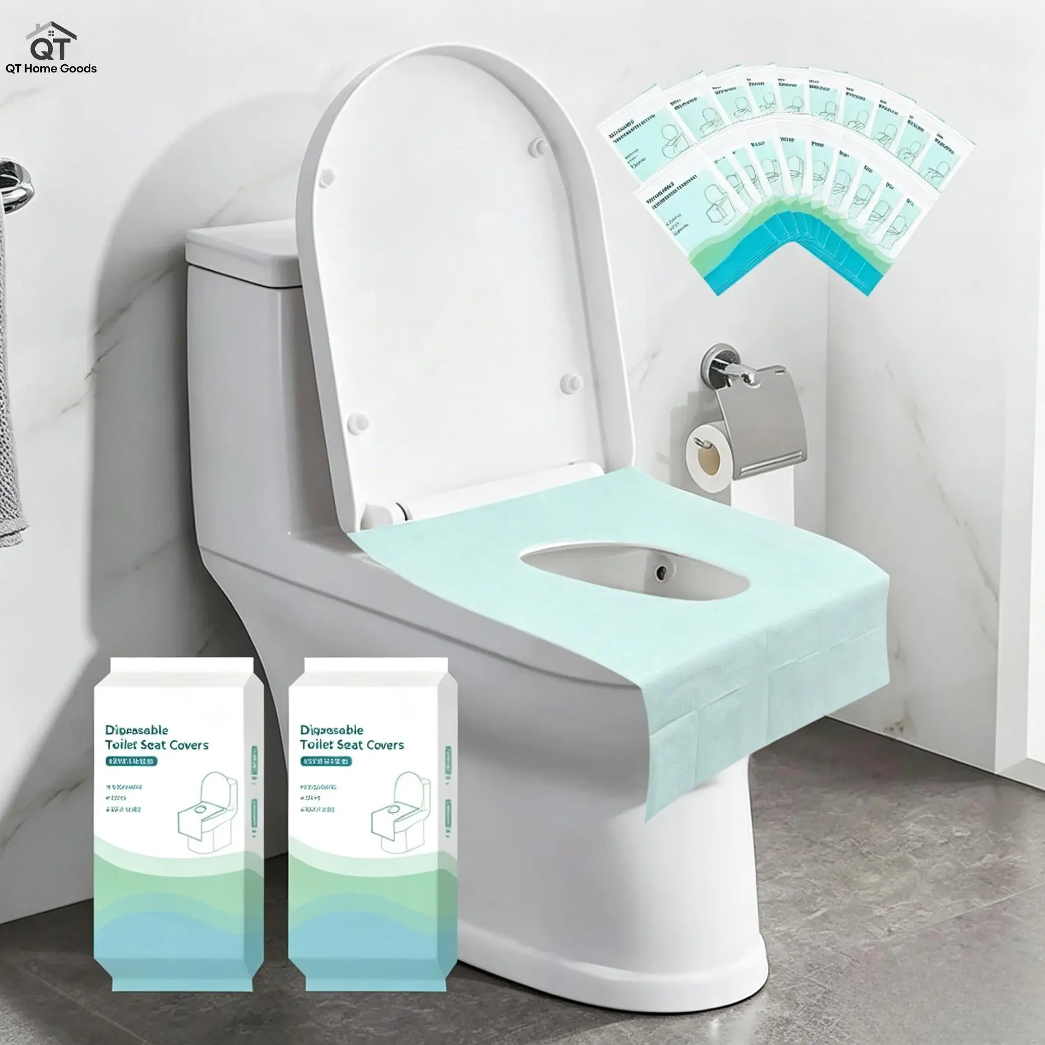 20PC Disposable Unisex Toilet Seat Cover Set, Compact Portable Travel Packs Toilet Seat Protectors - No Stickers, Fast to Use, Home & Hotel Bathroom Supplies Accessory, Hotel Bathrooms，kid room accessory,toilet seat,public toilet