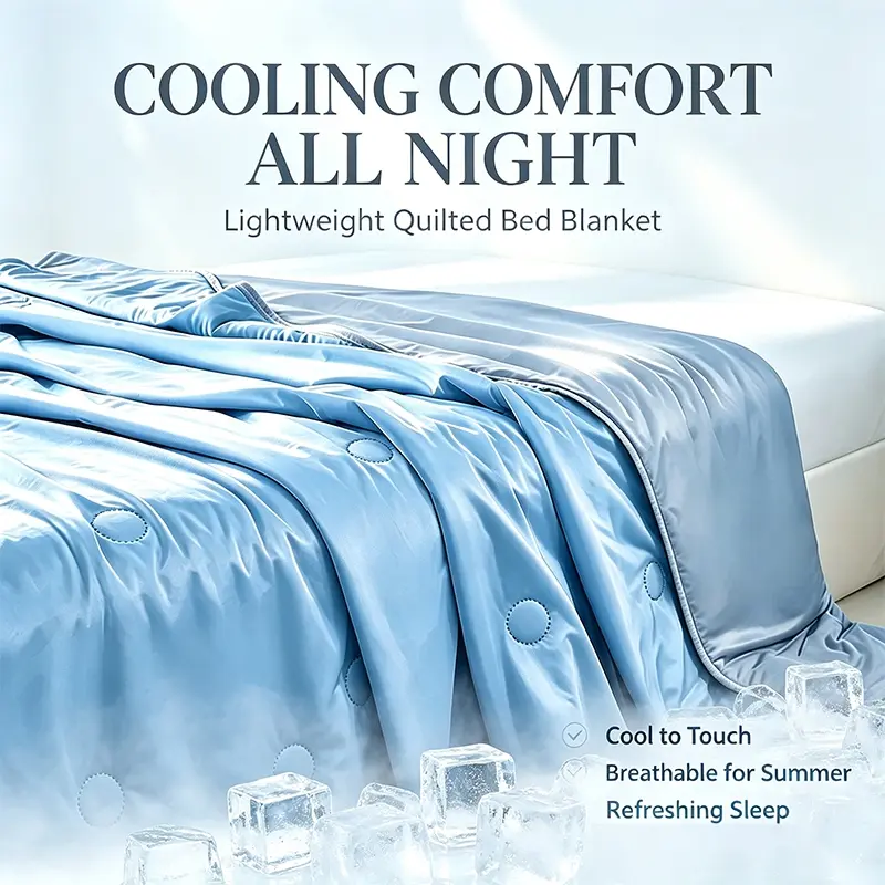 Ultra Cool Touch Summer Bed Quilt, Lightweight Quilts, Soft Lightweight Cooling Comforter for Night Sweats, Double Side Cooling Blanket All Season Use, Portable Cooling Throw Blanket for Sofa Bed Camping