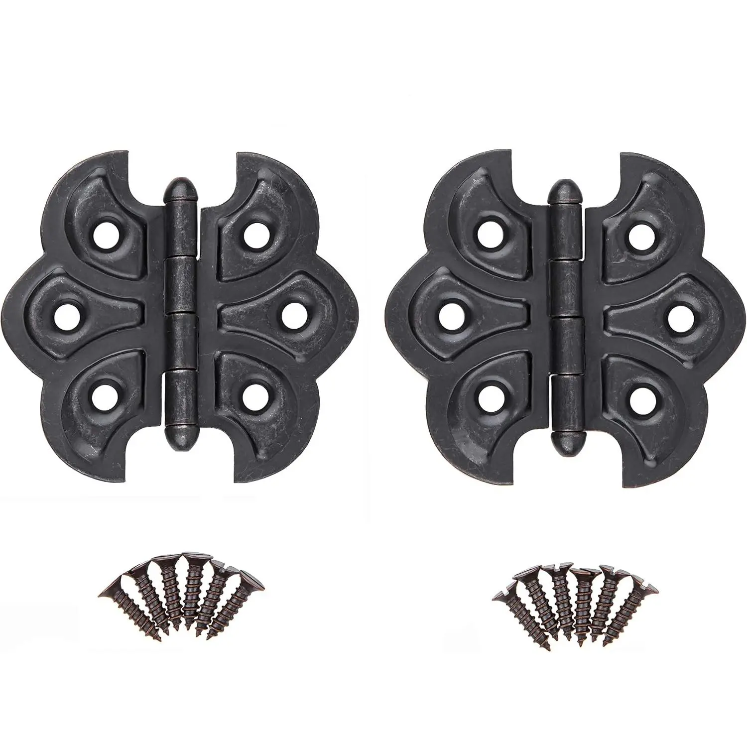 Oil Rubbed Bronze Plated Butterfly Hinges - Pack of 2 - Surface Mount Cabinet Door Hinges - Furniture  - UA-260-HOB