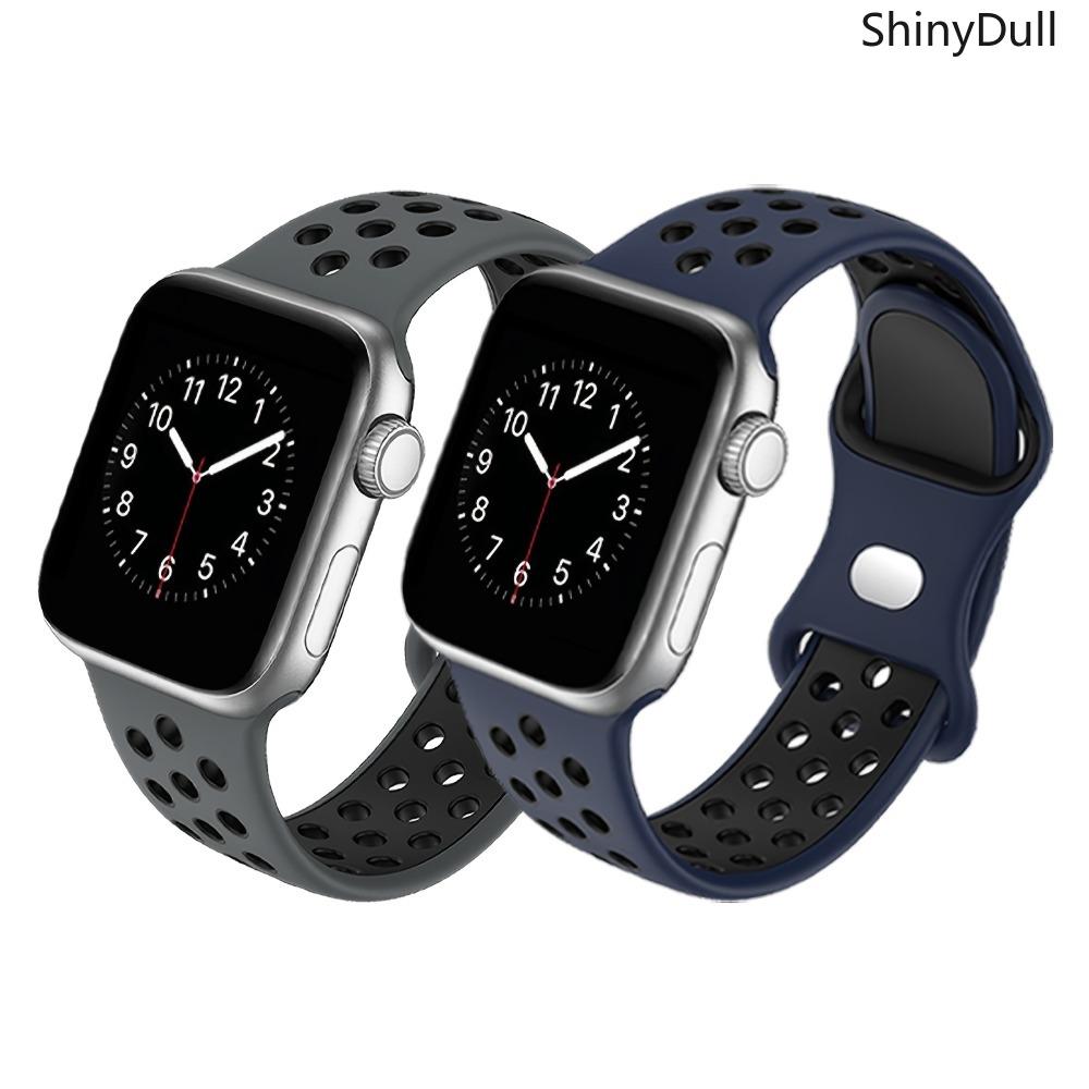 2-Pack Soft Silicone Sports Strap for Apple Watch – Durable, Breathable, Fits 38–49mm, Series 1–11, SE, Ultra / Ultra 2, Unisex