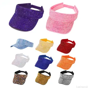 2026 New Arrival Unisex Rhinestone Sun Visor, Trendy Versatile Open-Top Headwear For Outdoor UV Protection, Fashion Casual Sports Outdoor Daily Accessory For Men And Women