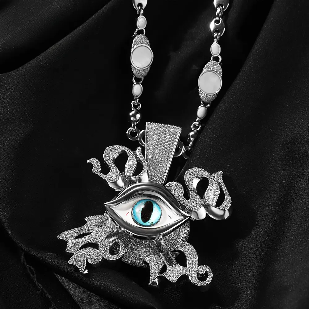 Loveden Heavy-Duty Rotating Eye of Horus Pendant For Men, Creative Bold Hip Hop Egyptian Symbol Statement Charm Necklace, Durable Streetwear Accessory, Ideal Daily Wear Club Party Birthday Anniversary Jewelry Gift For Teen Boys Rappers Guys