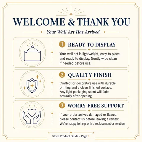 Printed Metal Plaque Sign & Canvas Poster After-Sale Instructions Manual, Wall Art for Home Decor