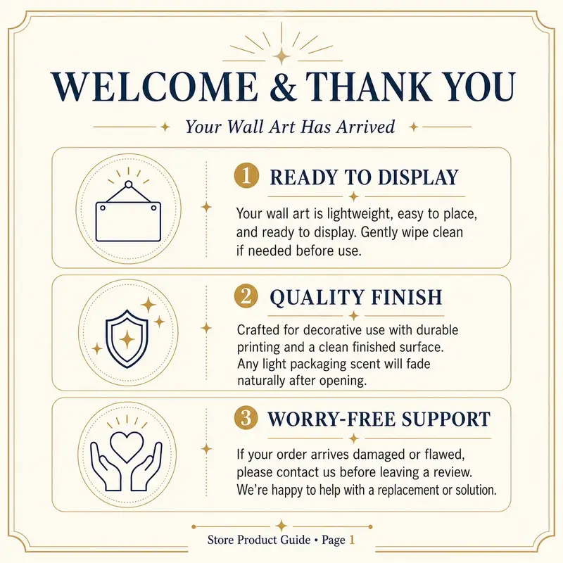 Printed Metal Plaque Sign & Canvas Poster After-Sale Instructions Manual, Wall Art for Home Decor