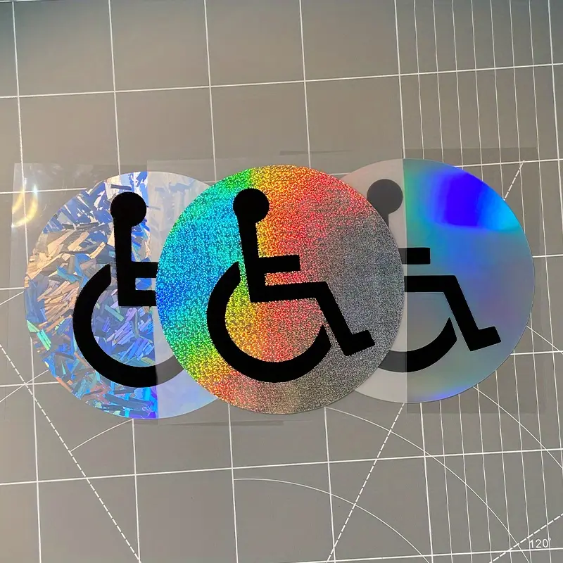 1PC Disabled Wheelchair Handicap Car Stickers, Waterproof Vinyl Decals, Suitable for Auto SUV Rear Windscreen, Triangular Window, Car Window, Vehicle Body, Glass Surface, Self-adhesive Warning Decorative Sticker