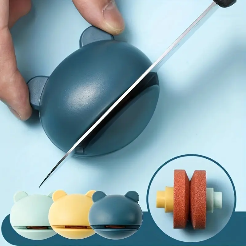 2-Pack Random Color Cartoon Frog Whetstones, Portable Knife and Scissors Sharpener, Outdoor Camping Tool, Plastic Material