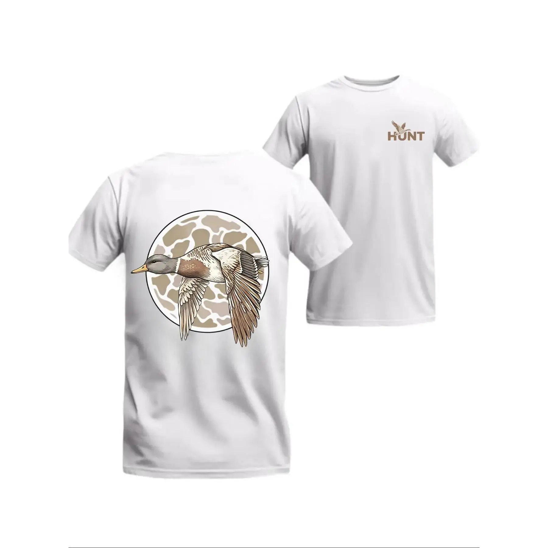 Men's Sitka T-Shirt, Duck Pattern Design, Casual Printed, Round Neck Style, Crewneck, Soft Breathable Fabric, Daily Wear Preferred, Casual Fashion Tee, Fitted, Menswear, Casual T Shirts