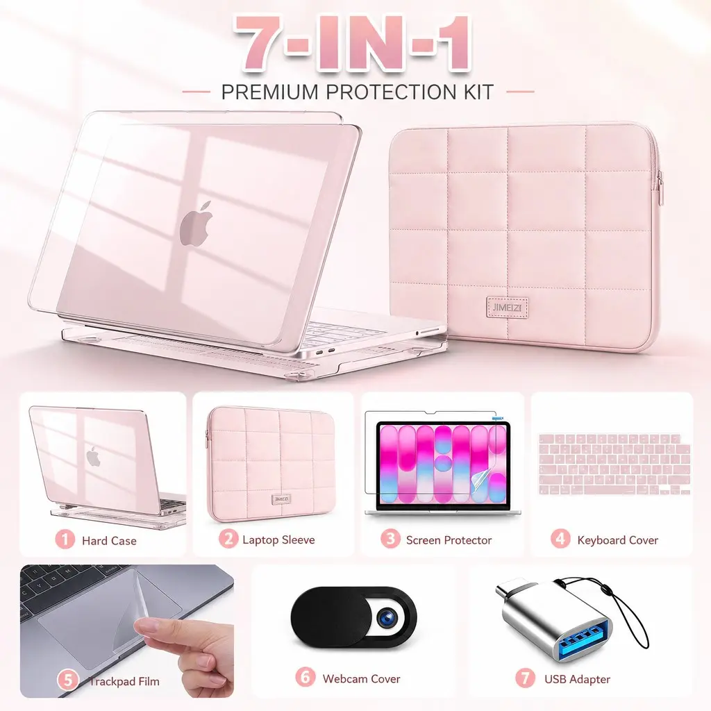 2026 Macbook Neo Protective Case Set, 7-Piece Bundle with Accessories, Anti-Scratch, Multiple Colors, Ideal Gift for Students