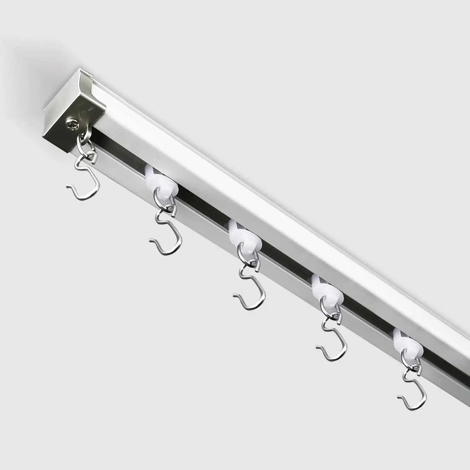 Ceiling Curtain Track, 12ft-18ft Curtain Rail Set with Hooks, Wall & Ceiling Mount for Living Room Bedroom Bathroom, Room Divider, White