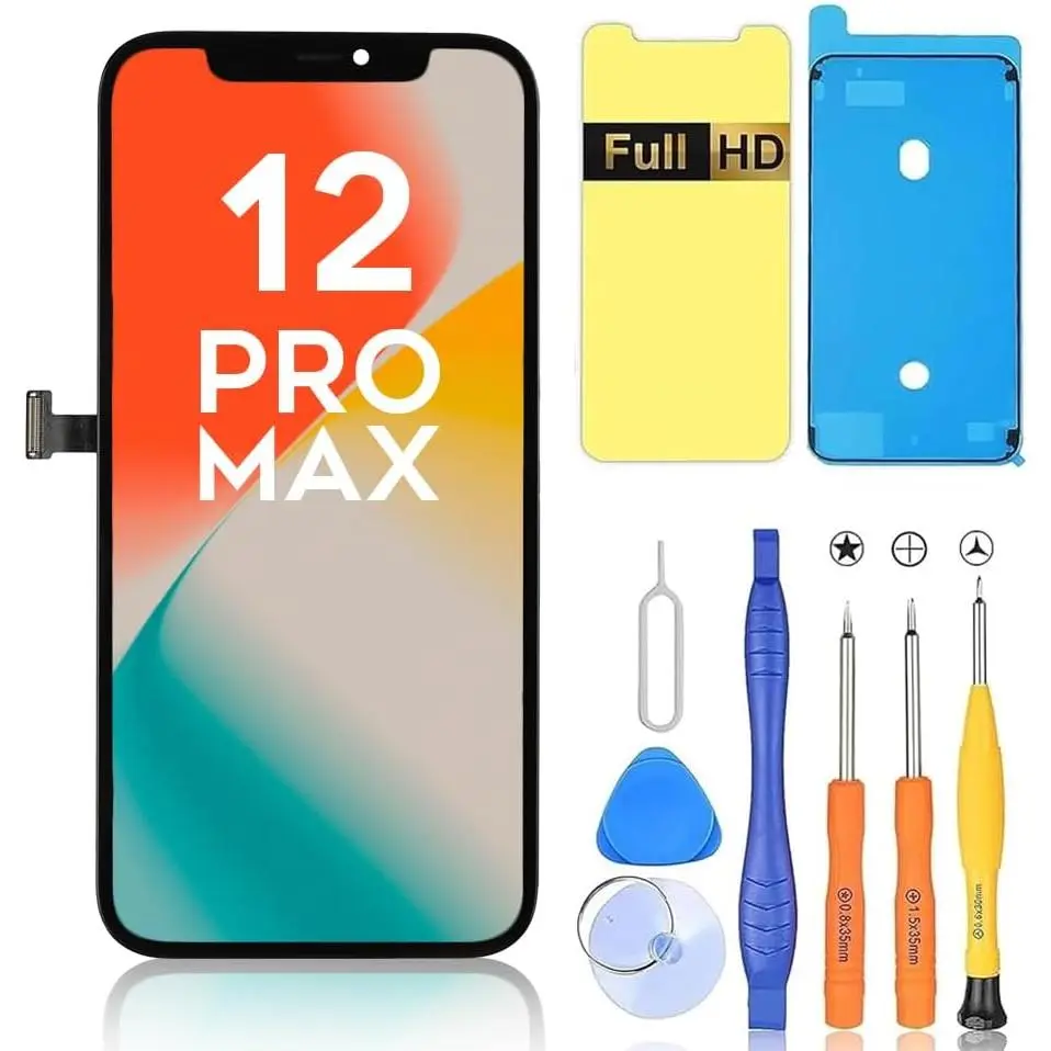 Screen Replacement for iPhone 12 Pro Max, Full HD Display and Touch Digitizer Assembly 6.7-inch (Face ID and True Tone)