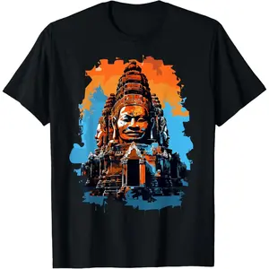 Travel and Cambodia Lovers of Bayon Design for Khmer T-Shirt,retro,unisex,graphic,tee casual crewneck,,cotton,funny,comfortable