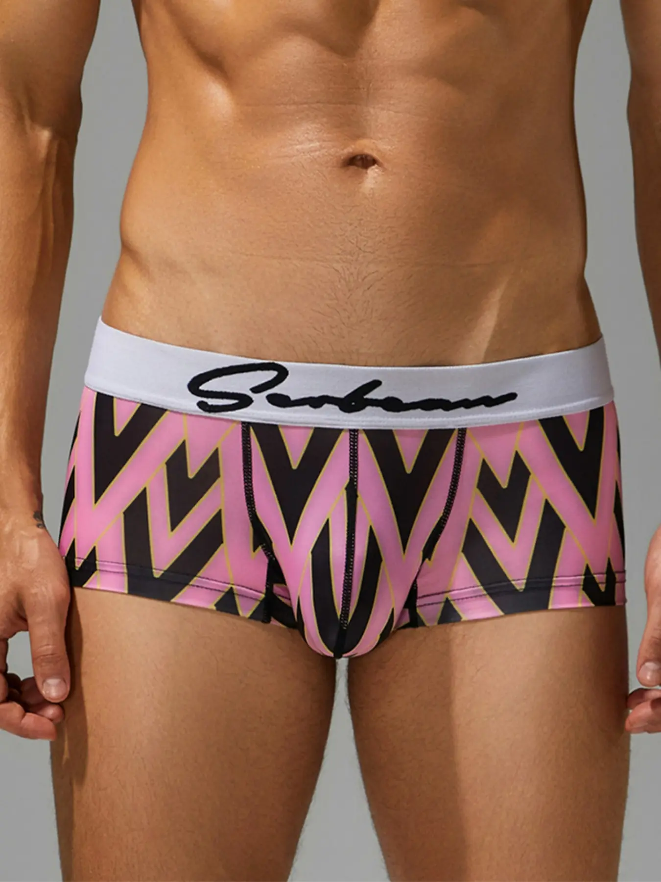 Men's Low Waist Boxer Briefs, Trendy Print Design, Breathable High Elastic Soft Fabric, Suitable for All Seasons, Fashionable Underwear