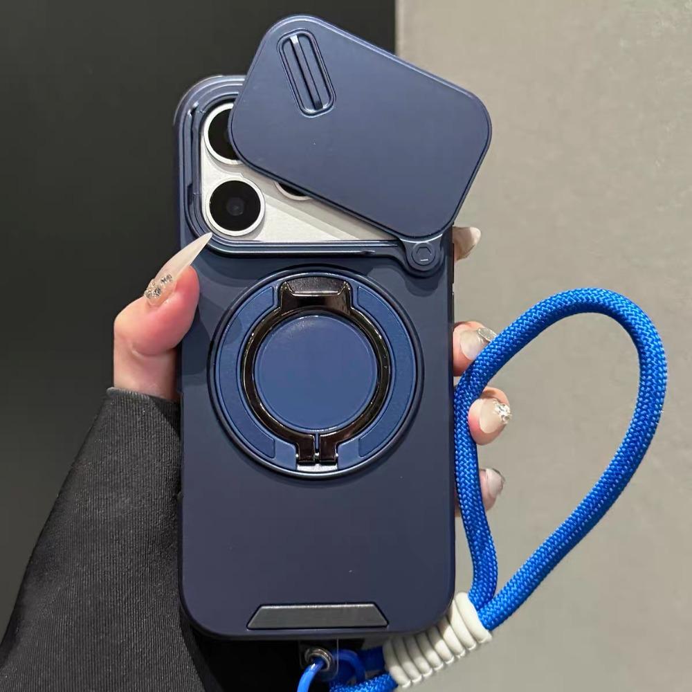 Rotating Lens Protection Case: Phone Case - Combines Lens Protection, Stand, and Magnetic Charging with a Lanyard. Suitable for iPhone Air 16/15/14 Plus/13/17 Pro Max. 360 °   Stand, Heavy-duty Drop-proof Protective Case